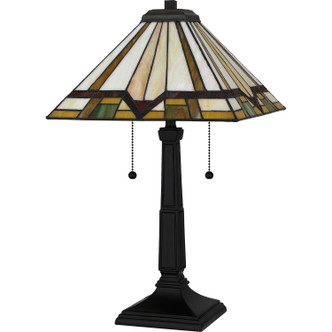 Quoizel Tiffany Two Light Table Lamp in Matte Black - TF16140MBK