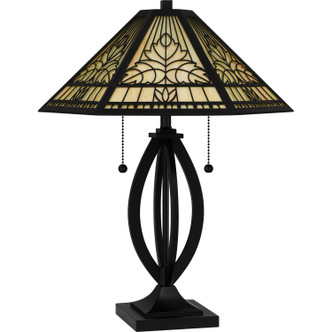 Quoizel Tiffany Two Light Table Lamp in Matte Black - TF6151MBK
