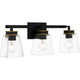 Quoizel Almany Three Light Bath in Matte Black - ALY8623MBK