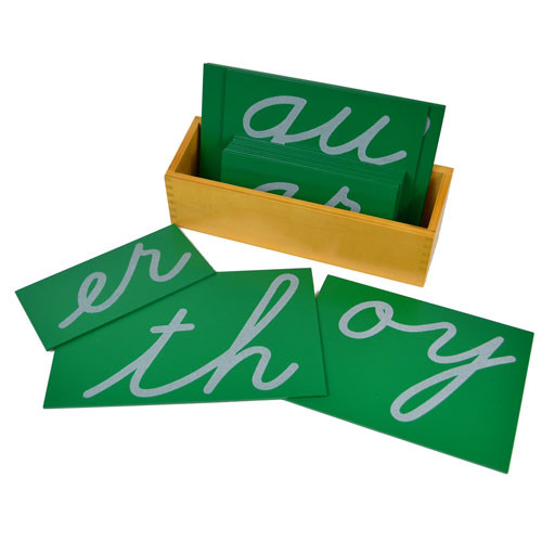 Sandpaper Letters cursive Montessori material | Thinkamajigs