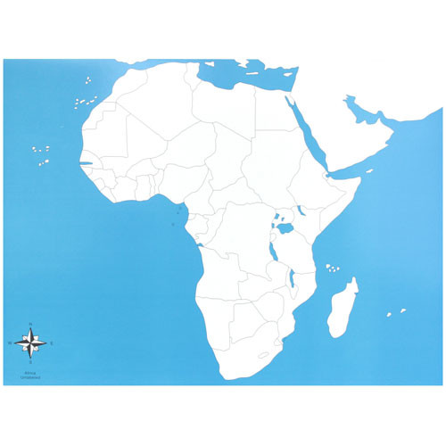 Africa Map unlabeled Montessori materials | Thinkamajigs