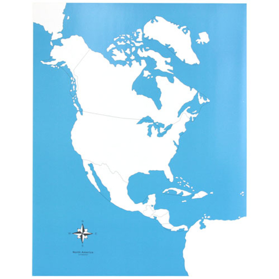 North America Map unlabeled Montessori materials