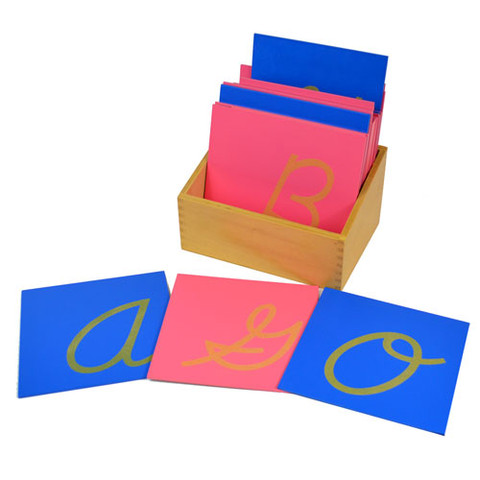 Sandpaper Letters cursive Montessori material | Thinkamajigs