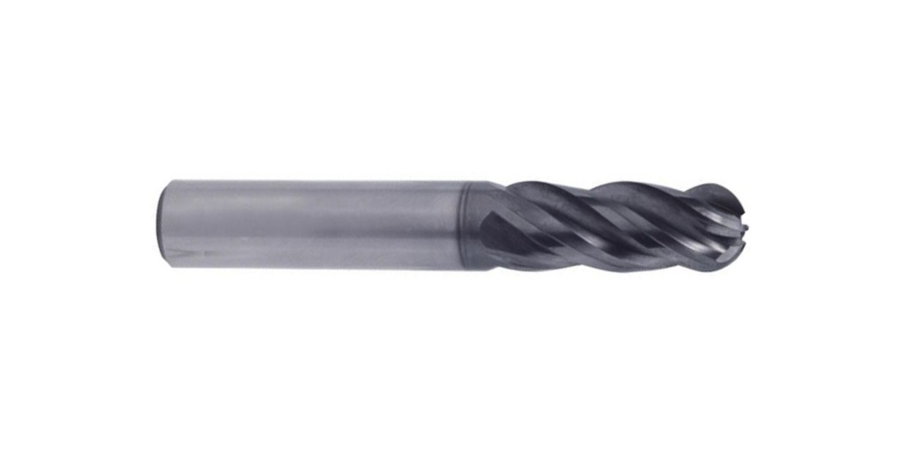 3/8 Dia., 4 Flute., 1/2 LOC, Ball Nose, V7 Plus A, Coated Carbide End Mill