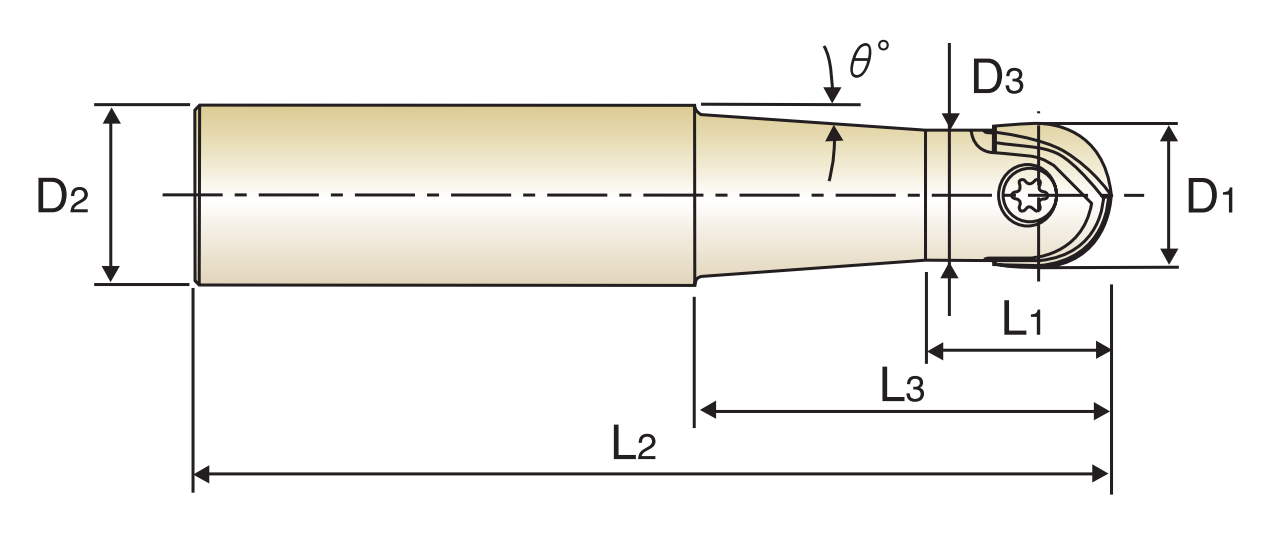 i-Xmill BALL HOLDERS, STEEL(TAPER NECK TYPE) - For Ball or Corner Radius Inserts | RTJ Tool Company