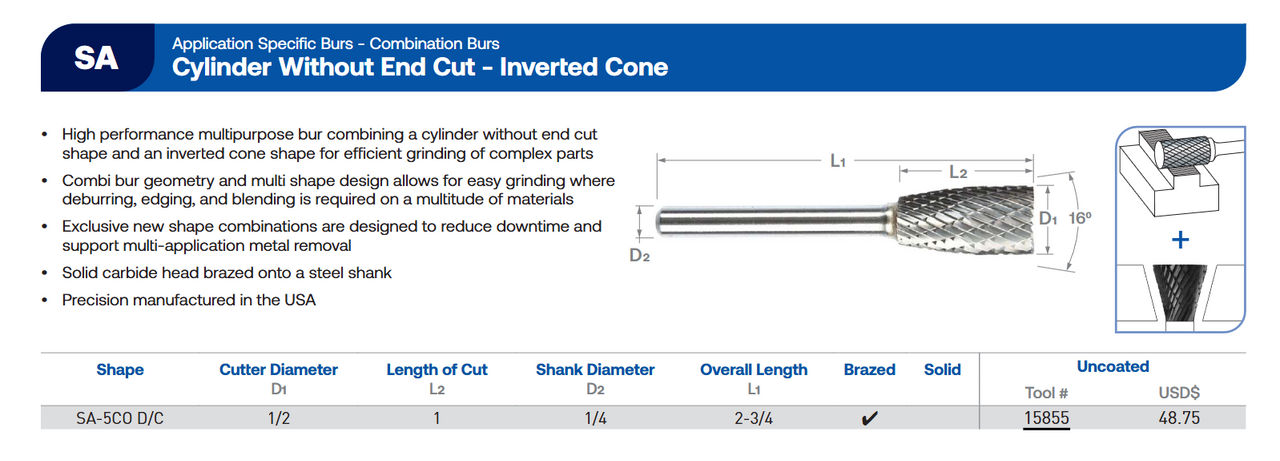 SA Series Combination Burr | RTJ Tool Company