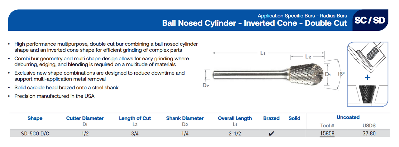 SC/SD Series Combination Burr | RTJ Tool Company