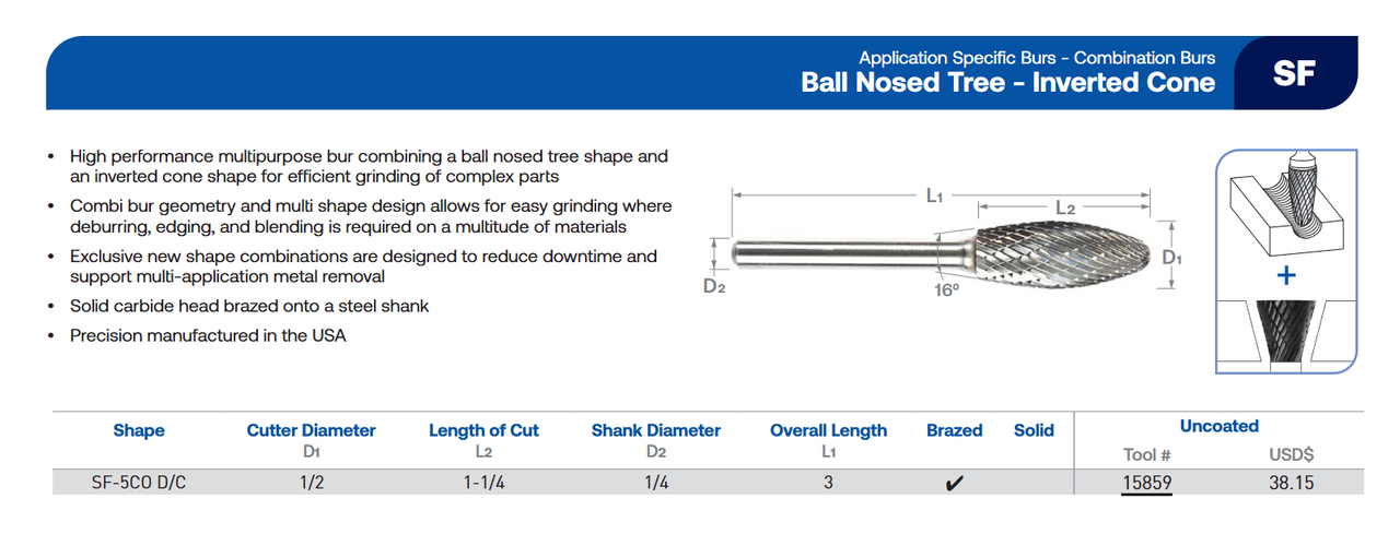 SF Series Combination Burr | RTJ Tool Company