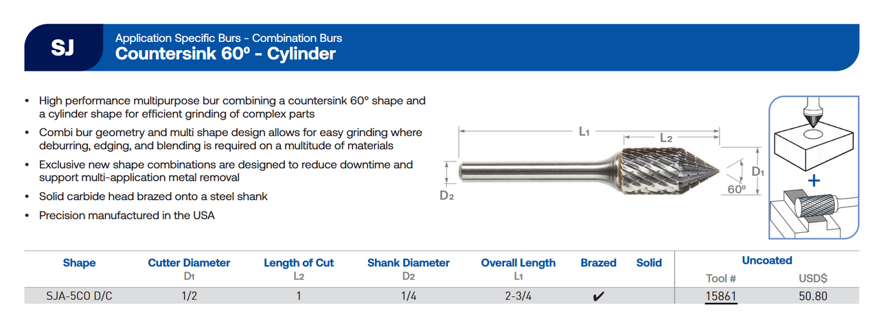 SJ Series Combination Burr | RTJ Tool Company