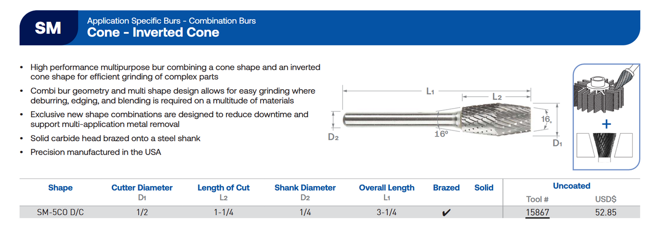 SM Series Combination Burr | RTJ Tool Company