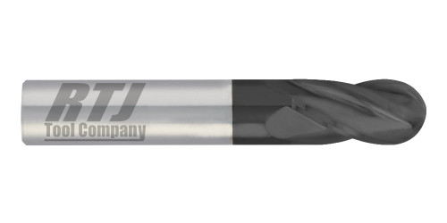 21/32 Dia., 2 Flute, 1 1/2 LOC, AlTiN Coated Ball Nose Carbide End Mill