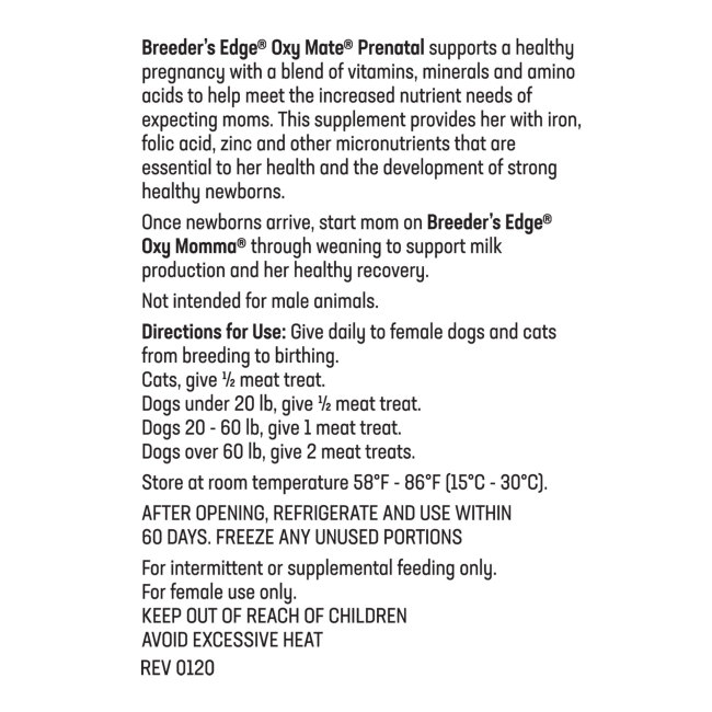 breeder's edge oxy mate dog prenatal vitamins