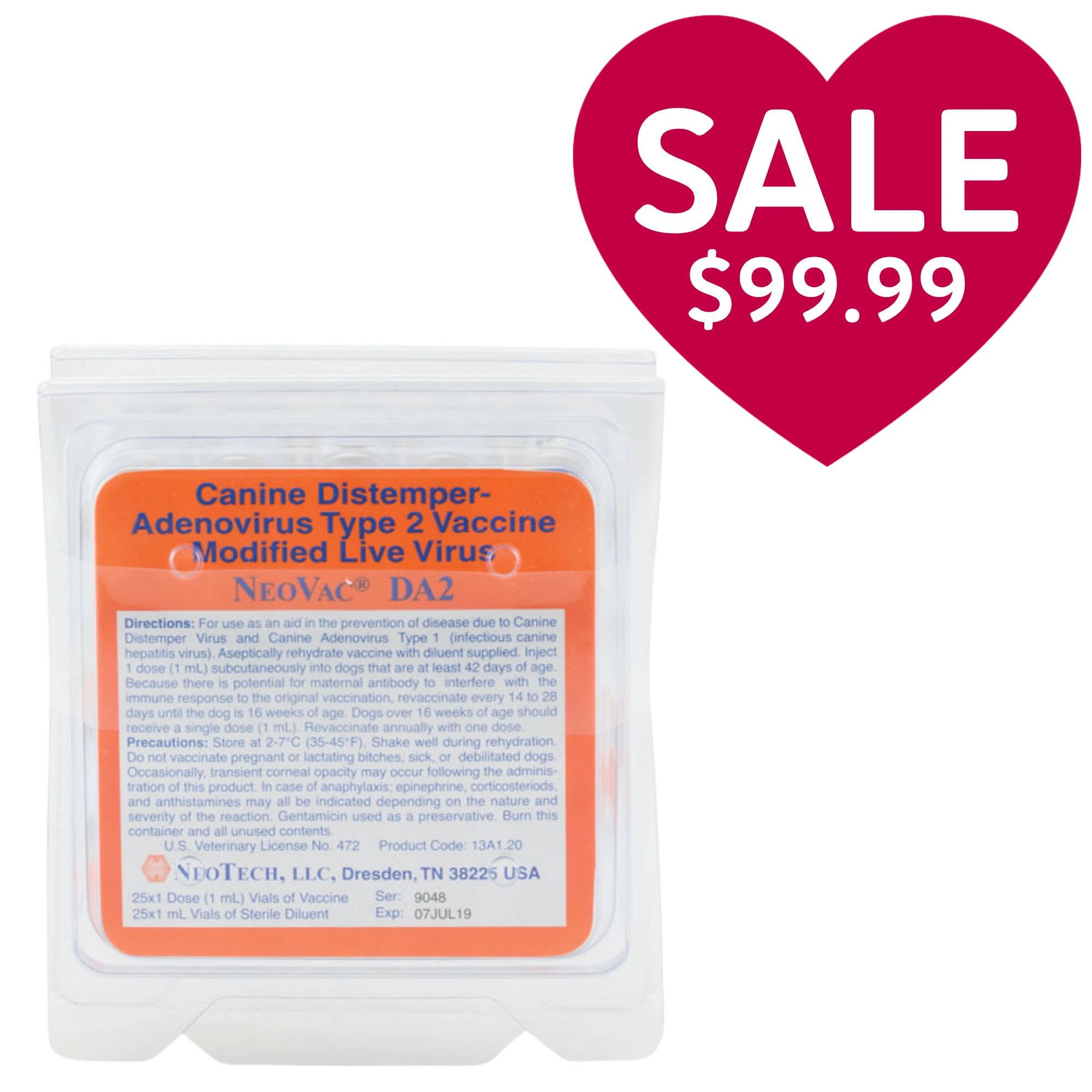 NeoVac DA2, 25x1 dose | Revival Animal Health | Buy Online