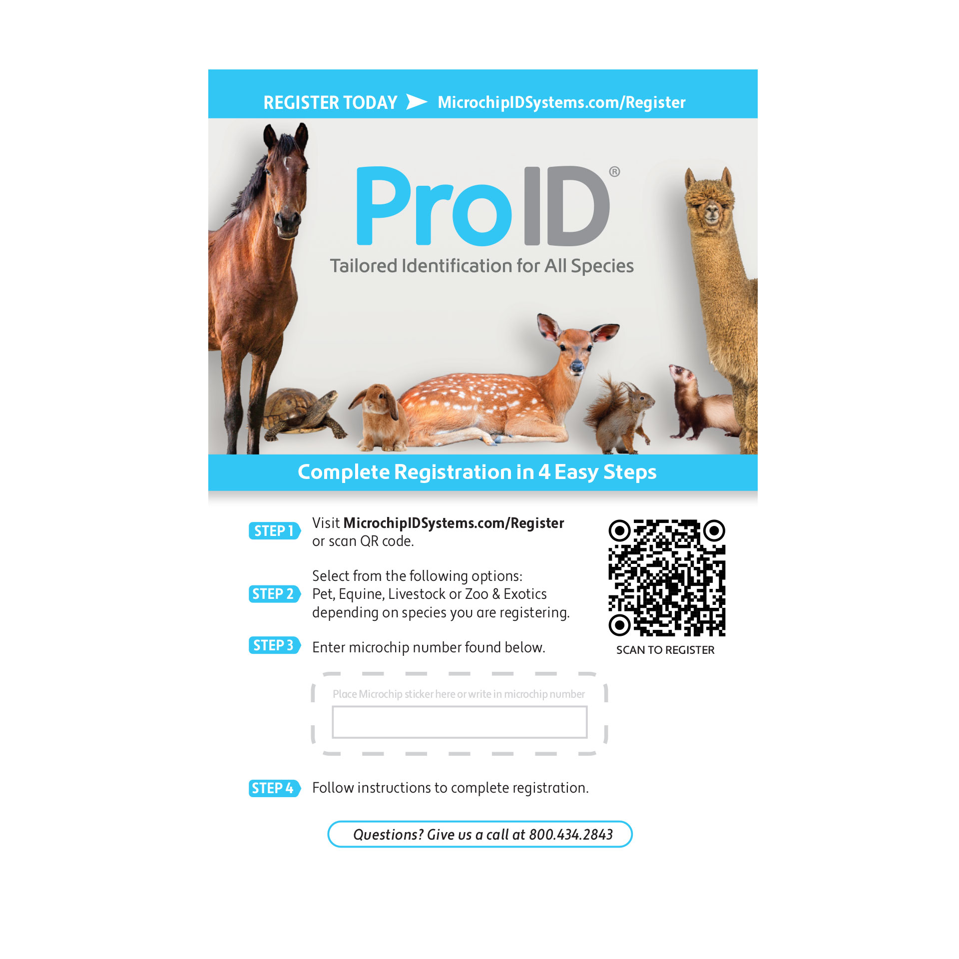 ProID® ISO Microchips, Pre Paid Registration for Pets Form Only, Each
