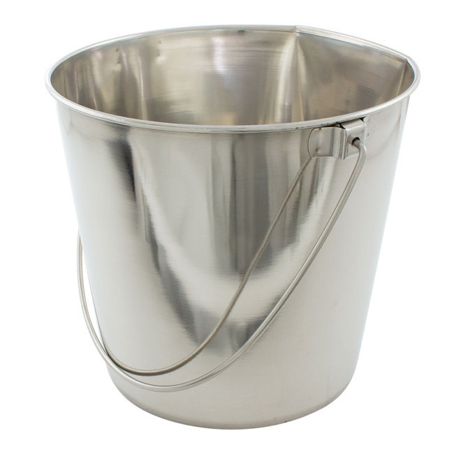 Flat Sided Water Bucket with Riveted Hooks - 6 Quart