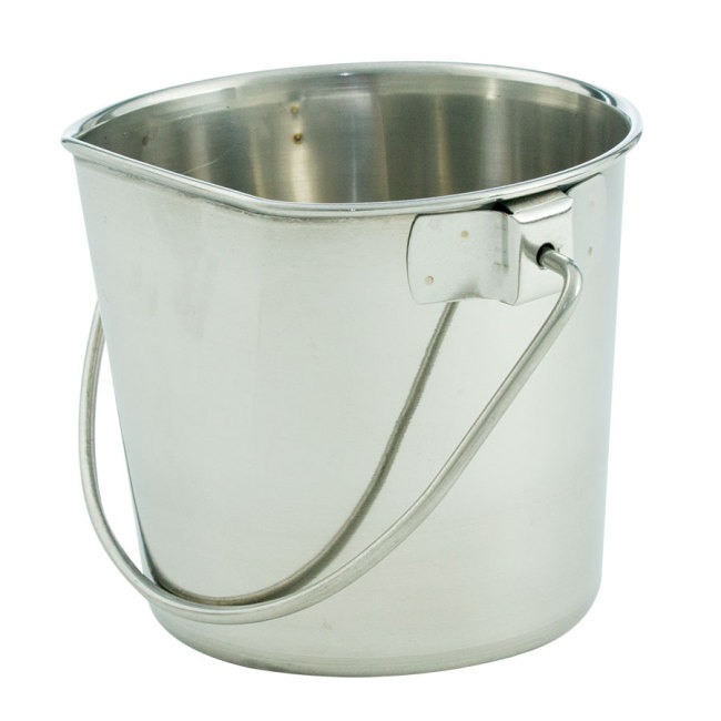 Flat Sided Water Bucket with Riveted Hooks - 6 Quart