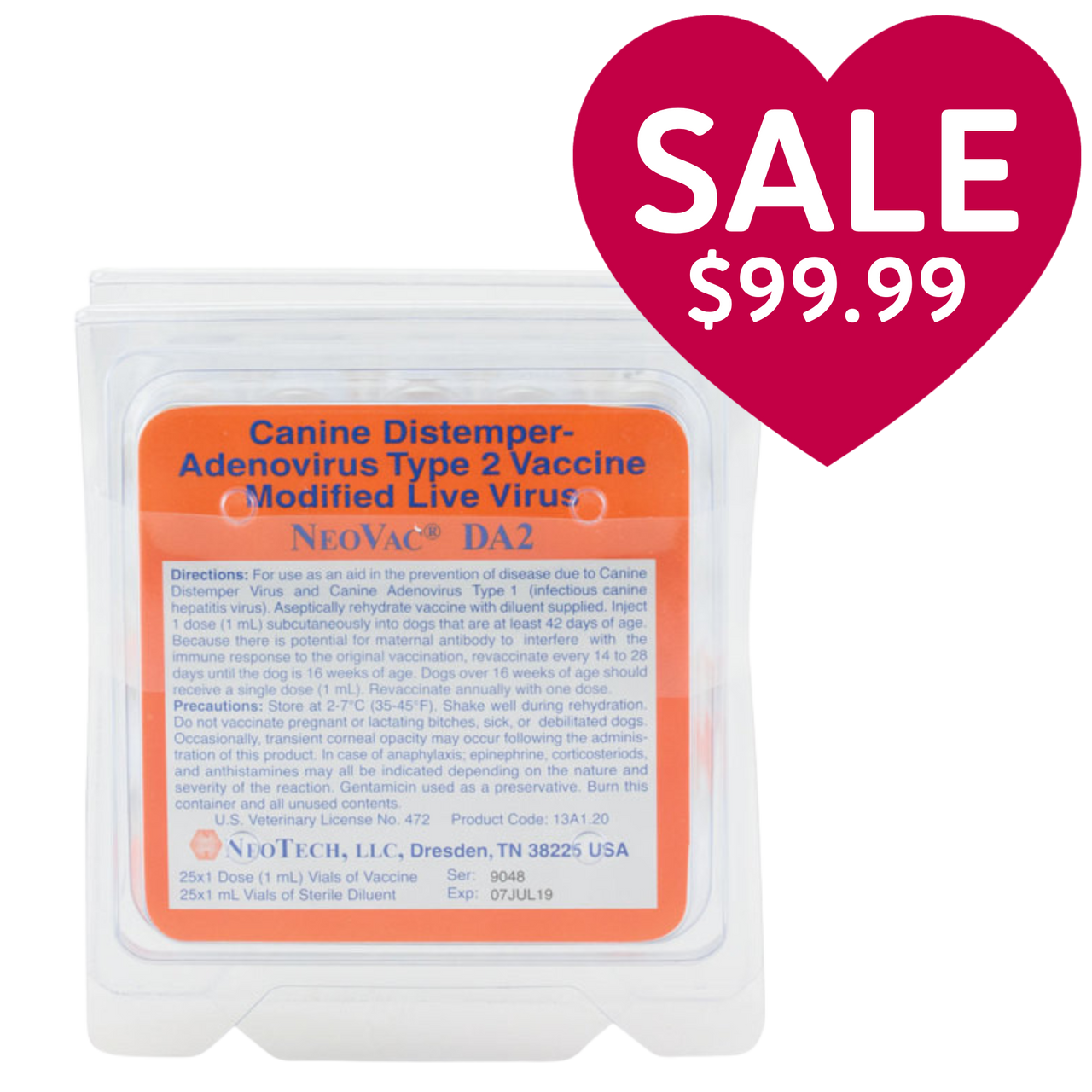 NeoVac DA2, 25x1 dose | Revival Animal Health | Buy Online