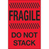 4 x 6" - "Fragile - Do Not Stack" (Fluorescent Red) Labels (Roll of 500)