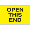 3 x 5" - "Open This End" (Fluorescent Yellow) Labels (Roll of 500)