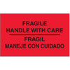 3 x 5" - "Fragil - Maneje Con Cuidado" (Fluorescent Red) Bilingual Labels (Roll of 500)
