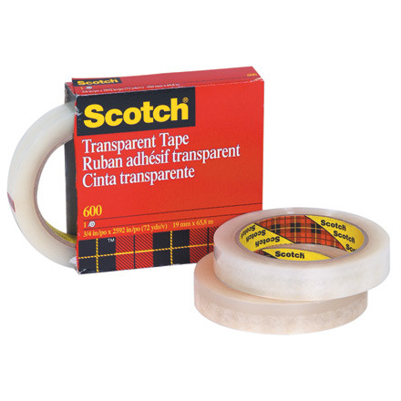 3/4" x 72 yds.  Scotch Transparent Tape 600 (Case of 12)