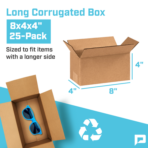 8 x 4 x 4" Long Corrugated Boxes (Bundle of 25)