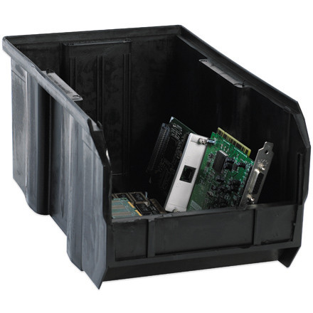 14 3/4 x 8 1/4 x 7" Black Conductive Bin Boxes (Case of 12)