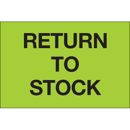 2 x 3" - "Return To Stock" (Fluorescent Green) Labels (Roll of 500)