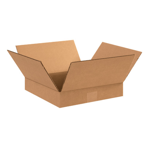 12"L x 12"W x 2"H Flat Corrugated Box, 25-Pack