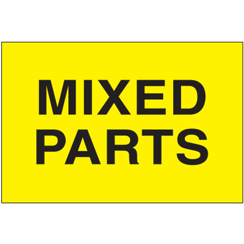2 x 3" - "Mixed Parts" (Fluorescent Yellow) Labels (Roll of 500)