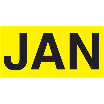 3 x 6" - "JAN" (Fluorescent Yellow) Months of the Year Labels (Roll of 500)