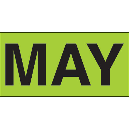 3 x 6" - "MAY" (Fluorescent Green) Months of the Year Labels (Roll of 500)