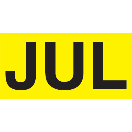 3 x 6" - "JUL" (Fluorescent Yellow) Months of the Year Labels (Roll of 500)