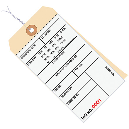 6 1/4 x 3 1/8" - (10000-10499) Inventory Tags 2 Part Carbonless # 8 - Pre-Wired (Case of 500)