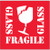 4 x 4" - "Fragile - Glass" Labels (Roll of 500)