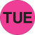 1" Circle - "TUE" (Fluorescent Pink) Days of the Week Labels (Roll of 500)