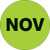 1" Circle - "NOV" (Fluorescent Green) Months of the Year Labels (Roll of 500)
