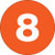 1" Circle - "8" (Orange) Number Labels (Roll of 500)