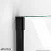 Frameless DreamLine Unidoor-X shower door corner detail with sleek black hardware