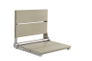 Wall-mounted folding shower seat, wood grain finish, 500 lb capacity