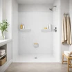 accessible curbless walk in shower stall designed for aging in place bathroom safety AS000410