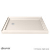 DreamLine SlimLine double threshold shower base in biscuit color, with a textured surface and center drain