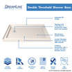 Double Threshold Shower Base by DreamLine, with integrated tile flanges, slip-resistant surface pattern