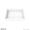Solid surface shower pan in white, 54 x 34 inches, with a center drain, showing a smooth, easy-to-clean surface
