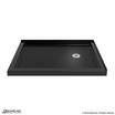 Double threshold shower base in black, 48 x 36 inches, with a left drain, showing modern design and durability