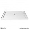 42 x 36 Dreamline shower base in white with center drain, with a textured surface and modern design