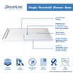 Single threshold shower base with integrated tile flanges, slip-resistant surface