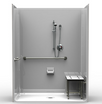 ADA Shower | 63 x 31 | Center Drain | Multi-Piece | Smooth
