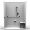Multi-Piece ADA Shower | 63 x 33 | CenterDrain | 8" Tile Pattern