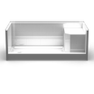 Shower base with molded seat, 60 x 30 size, left/right drain, 5-inch curb